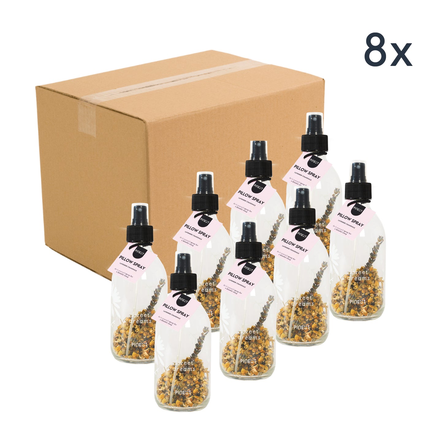 Pillow Spray | bottle | Lavender Chamomile | HomeSpa | Thuis Wellness | Doos met 8 stuks