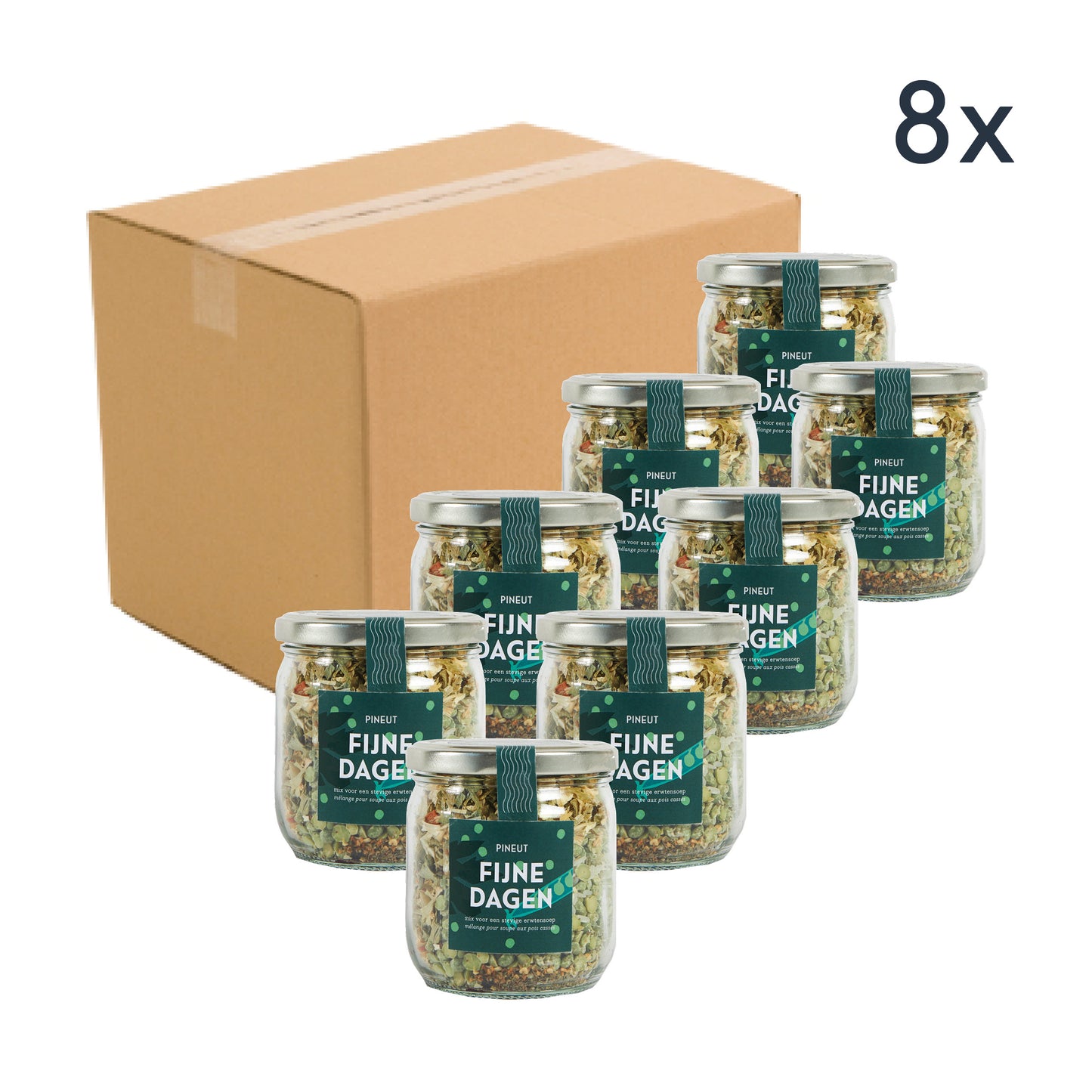 Pineut Erbsensuppe Frohe Festtage, Glas, Karton mit 8 Stück