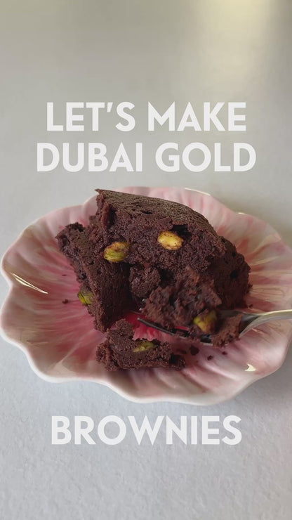 Brownies Dubai Gold | DIY-Brownie-Mischung | Zartbitterschokolade, Pistazien & Gewürze
